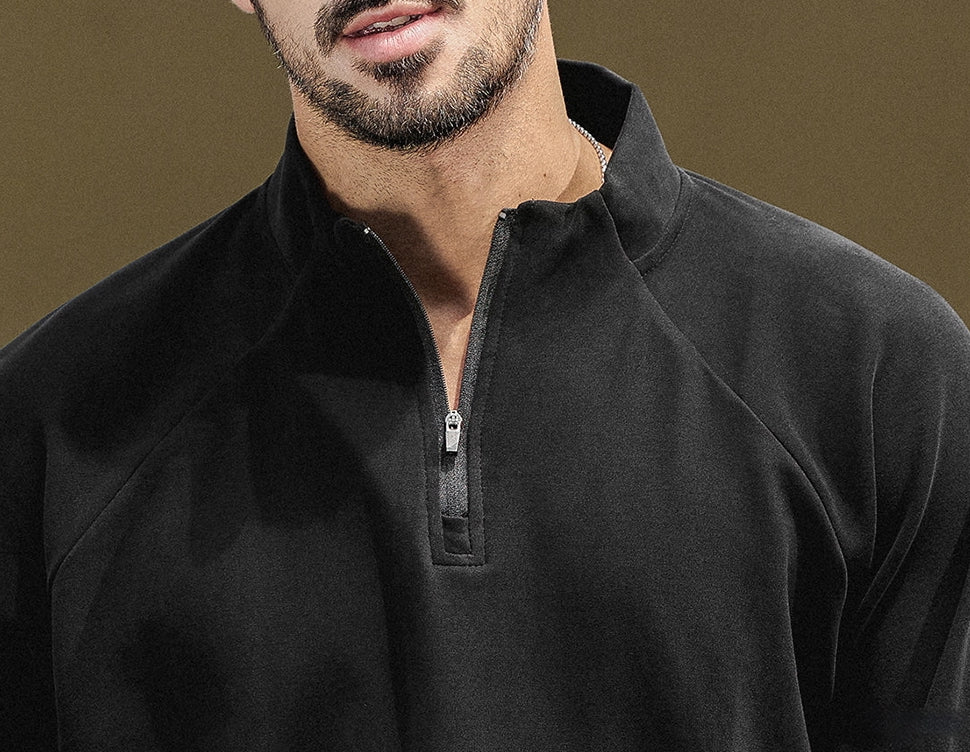 High Neck Sweatshirt  - BLACK