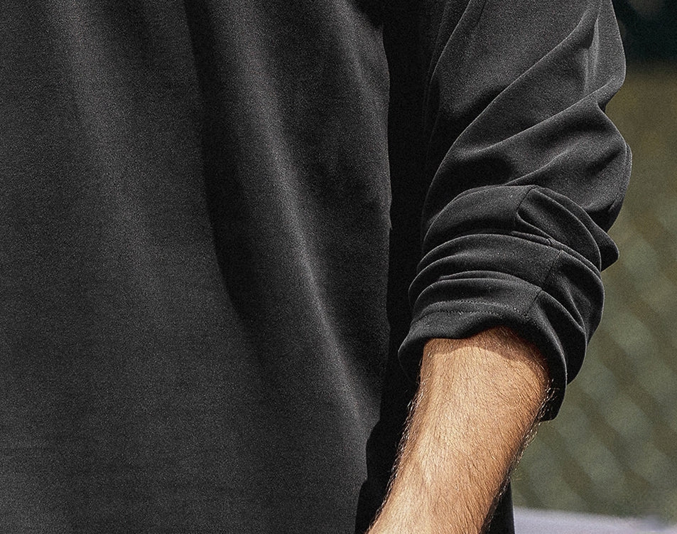 High Neck Sweatshirt  - BLACK