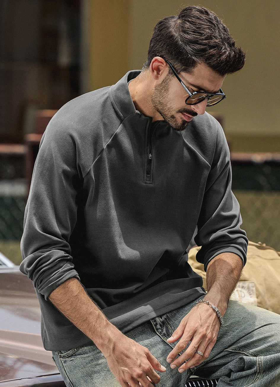 High Neck Sweatshirt  - GREY