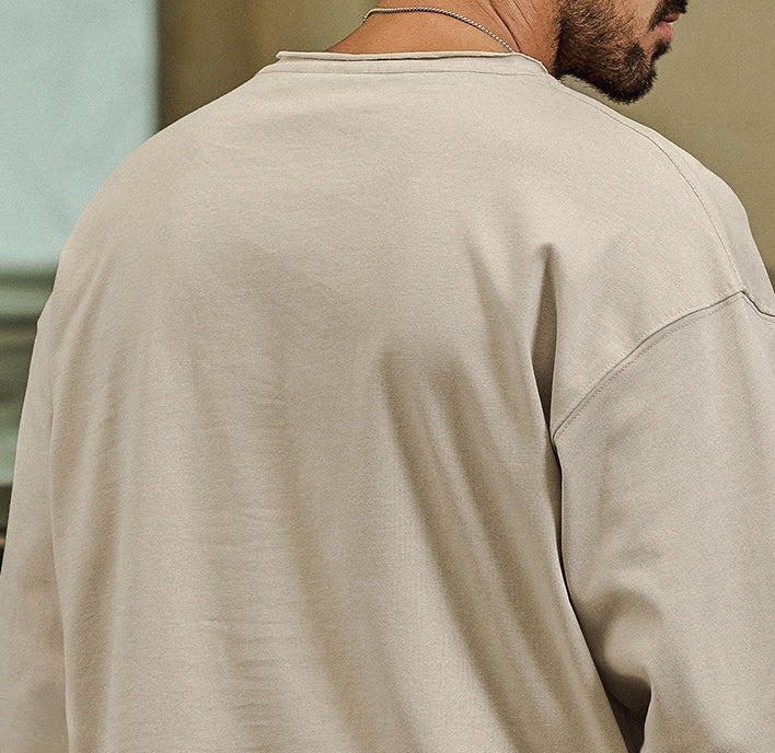 100% Cotton Long Sleeve Tee  - APRICOT