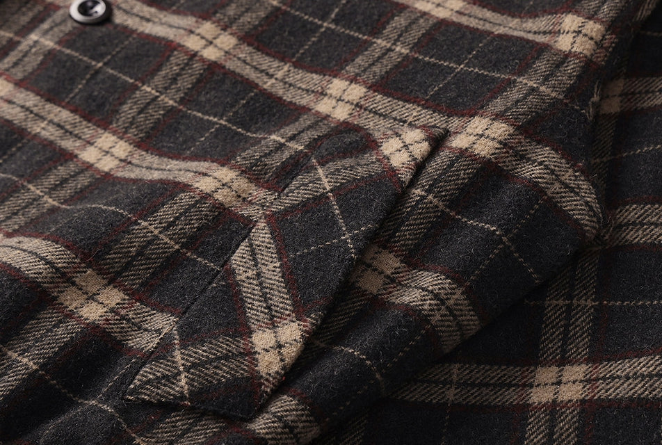 Heritage Plaid Wool Jacket - MOCHABROWN