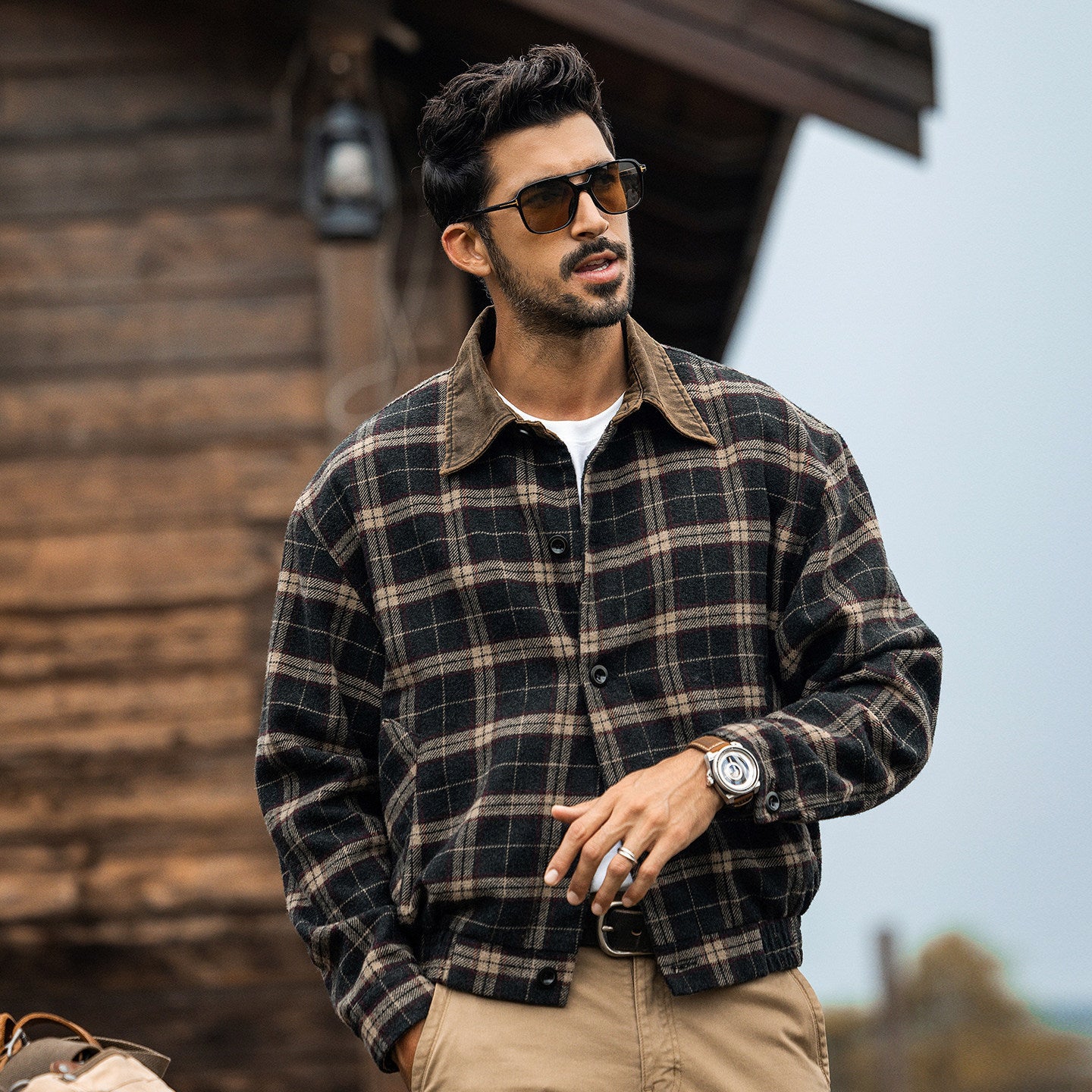 Heritage Plaid Wool Jacket - MOCHABROWN