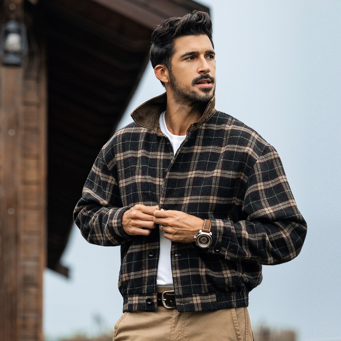 Heritage Plaid Wool Jacket - MOCHABROWN