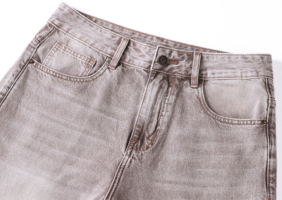 Washed Straight Jeans in Ash Grey