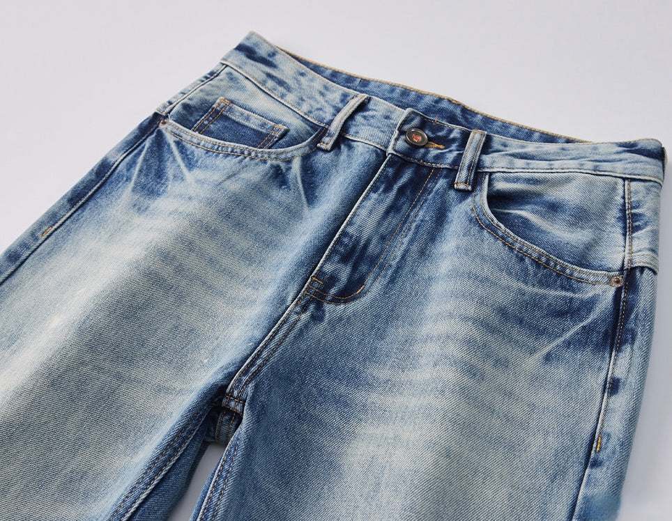 Stone Splash Washed Jeans in Vintage Blue