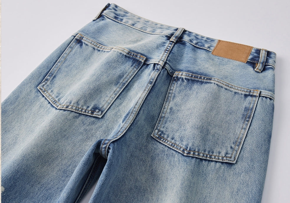 Stone Splash Washed Jeans in Vintage Blue