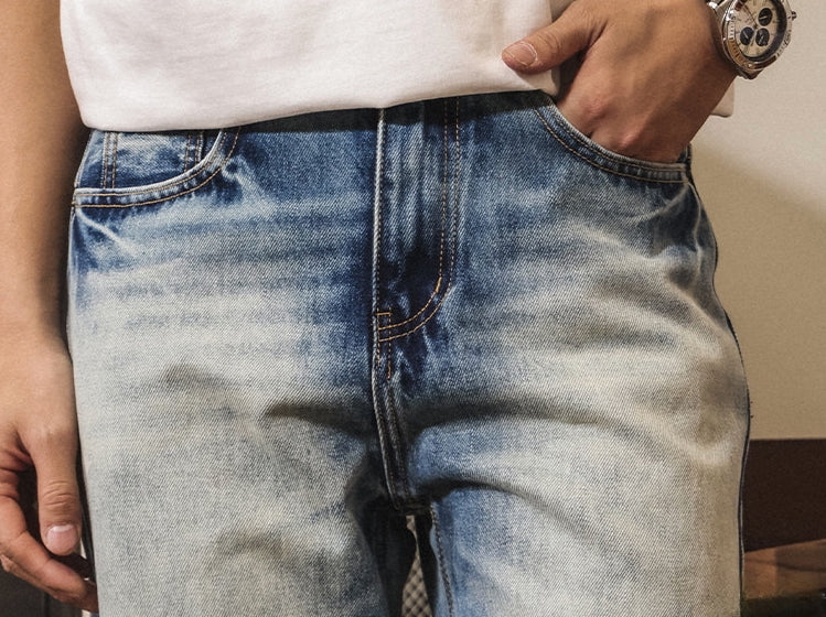 Stone Splash Washed Jeans in Vintage Blue