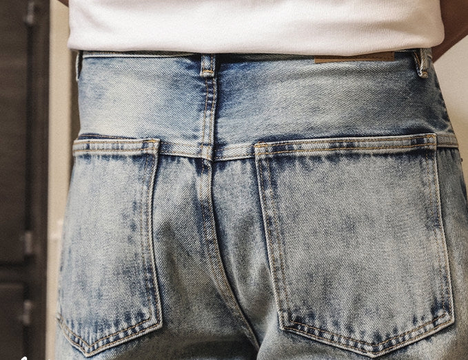 Stone Splash Washed Jeans in Vintage Blue