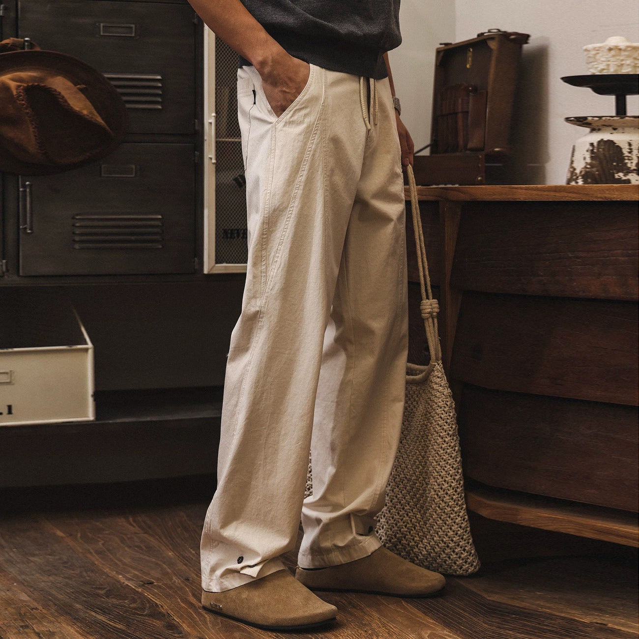 Old Harbour Linen Trousers in Sand Beige