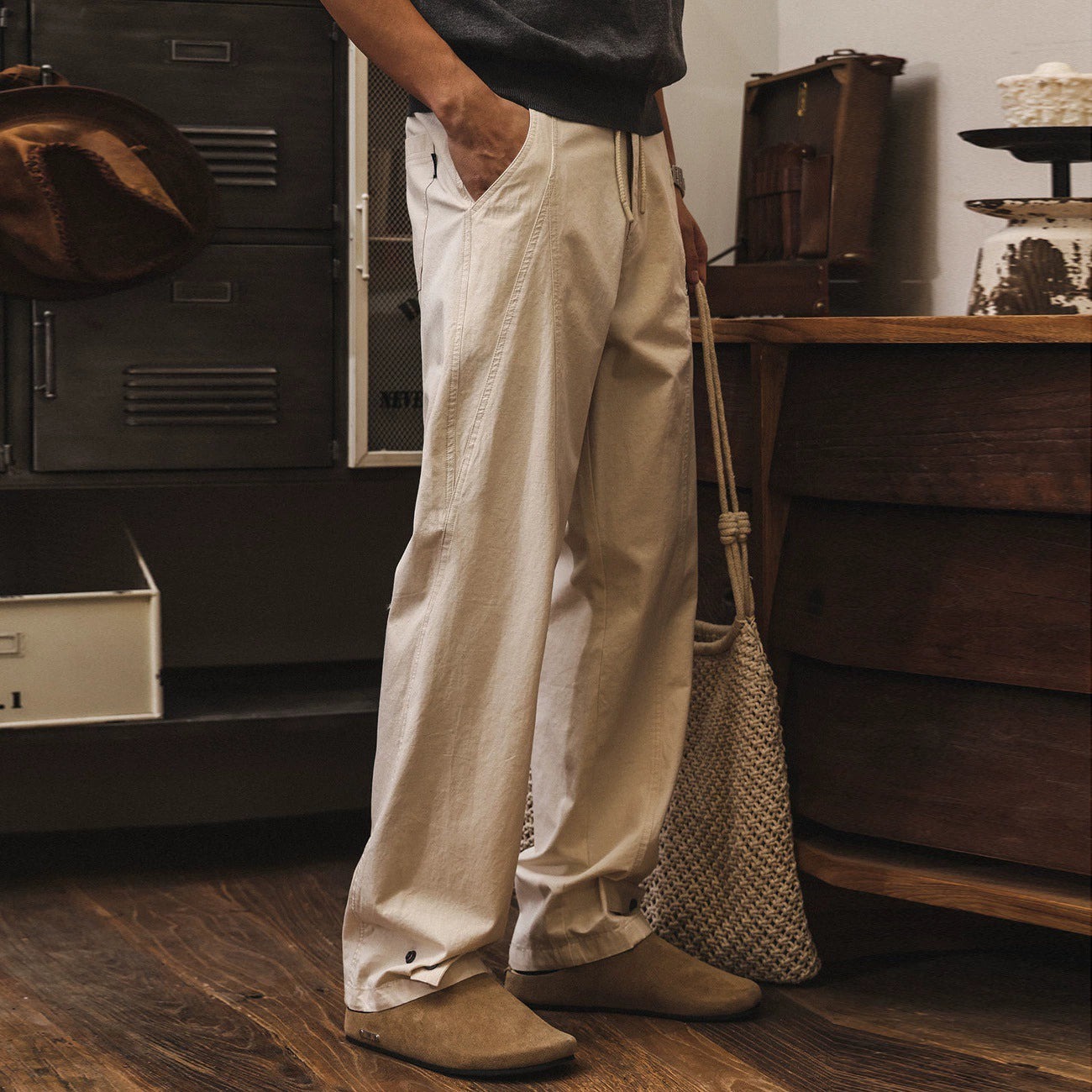 Old Harbour Linen Trousers in Sand Beige