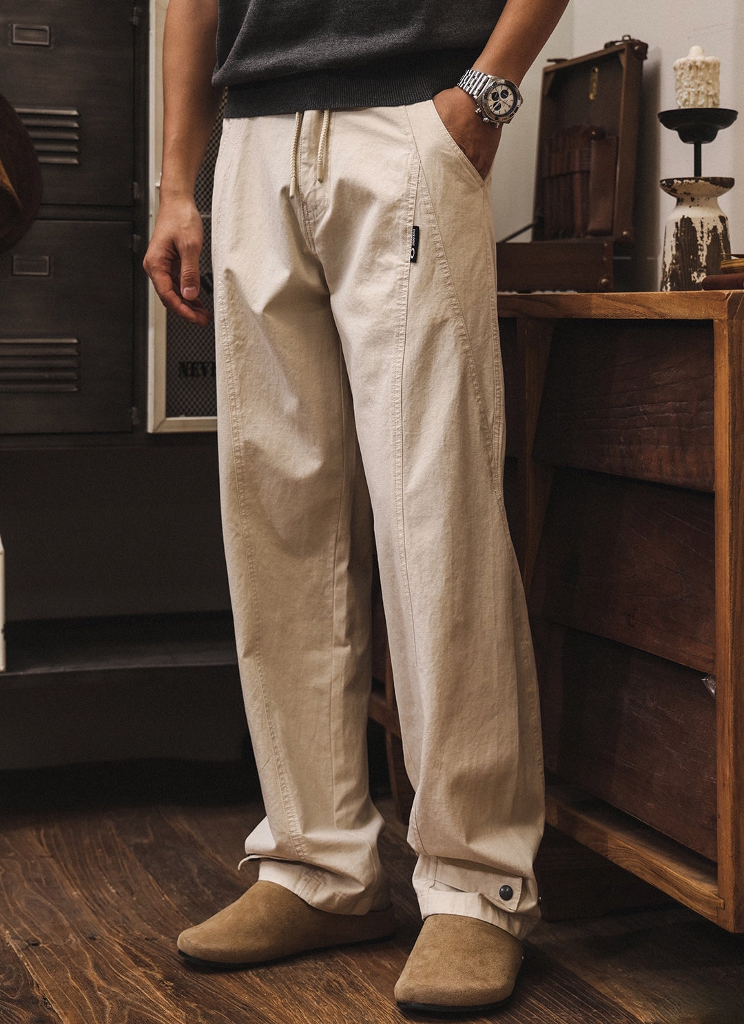 Old Harbour Linen Trousers in Sand Beige
