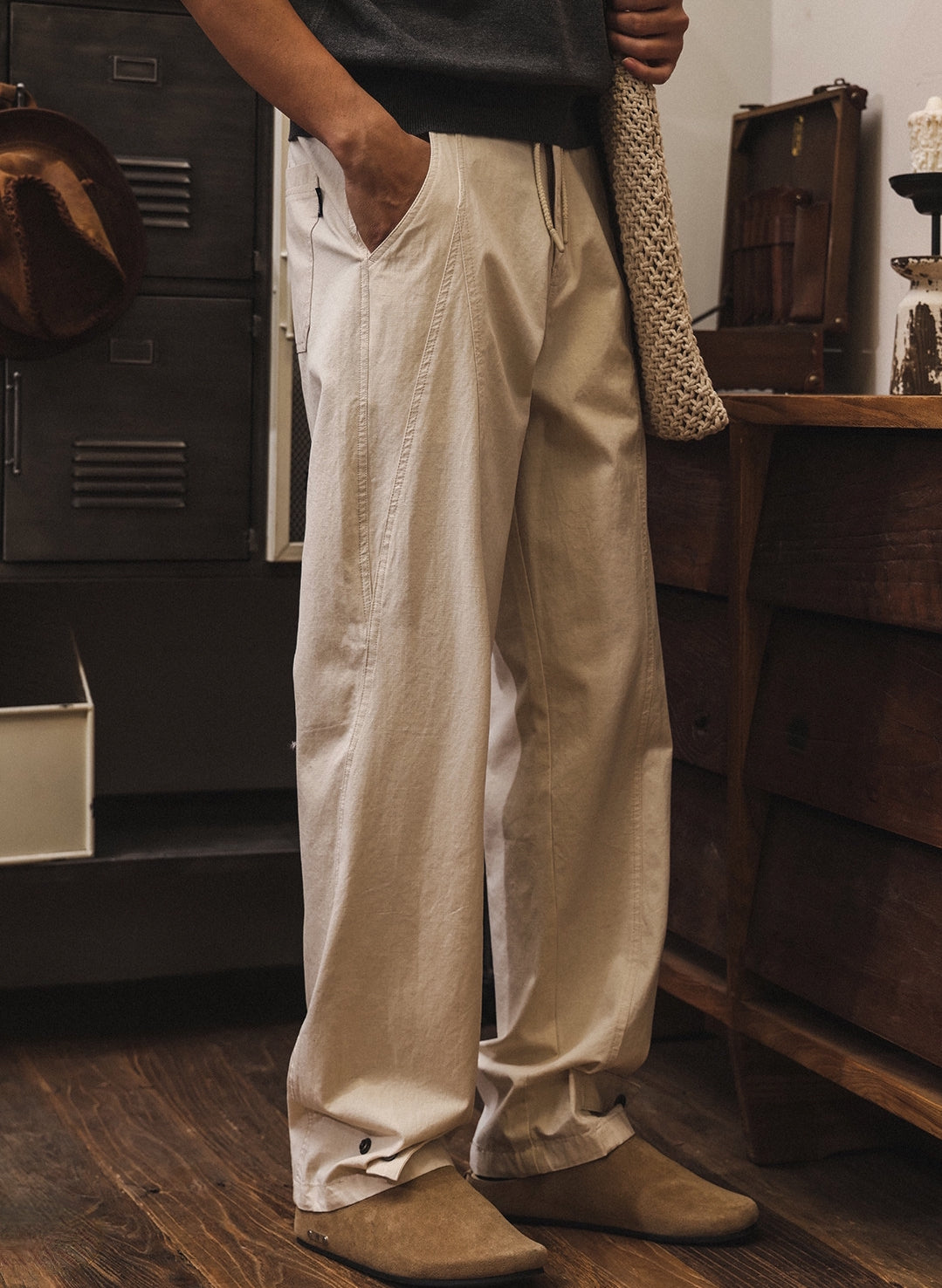 Old Harbour Linen Trousers in Sand Beige
