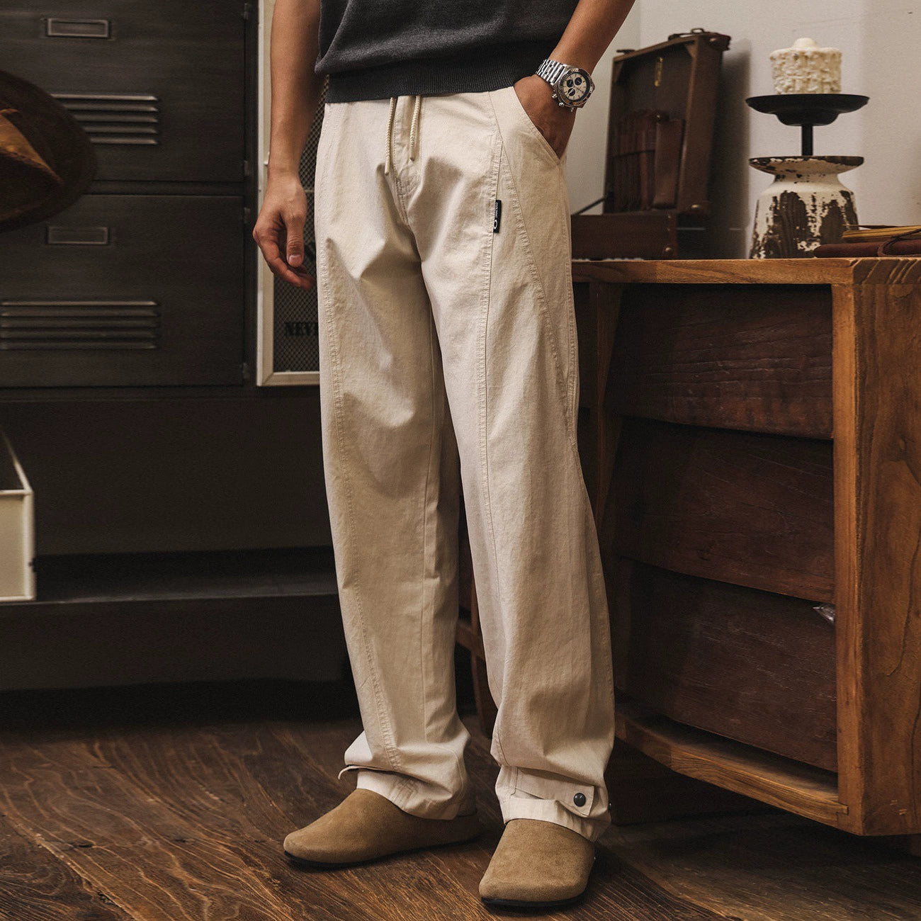 Old Harbour Linen Trousers in Sand Beige