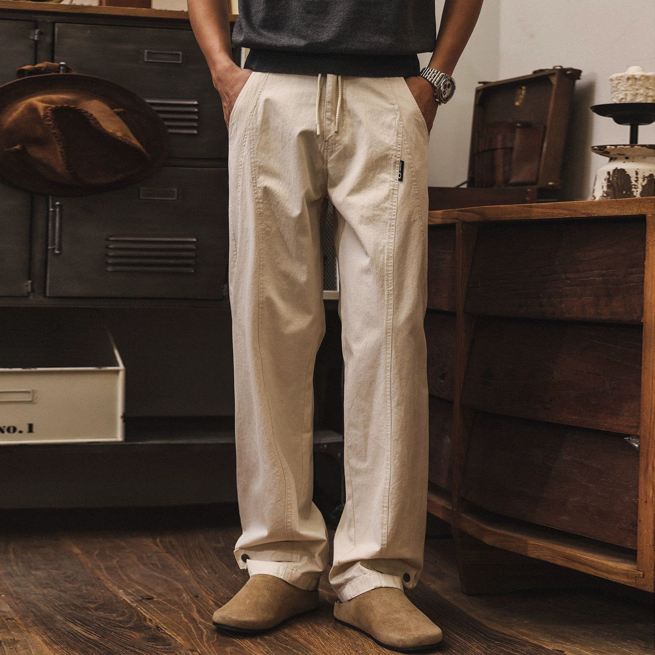 Old Harbour Linen Trousers in Sand Beige