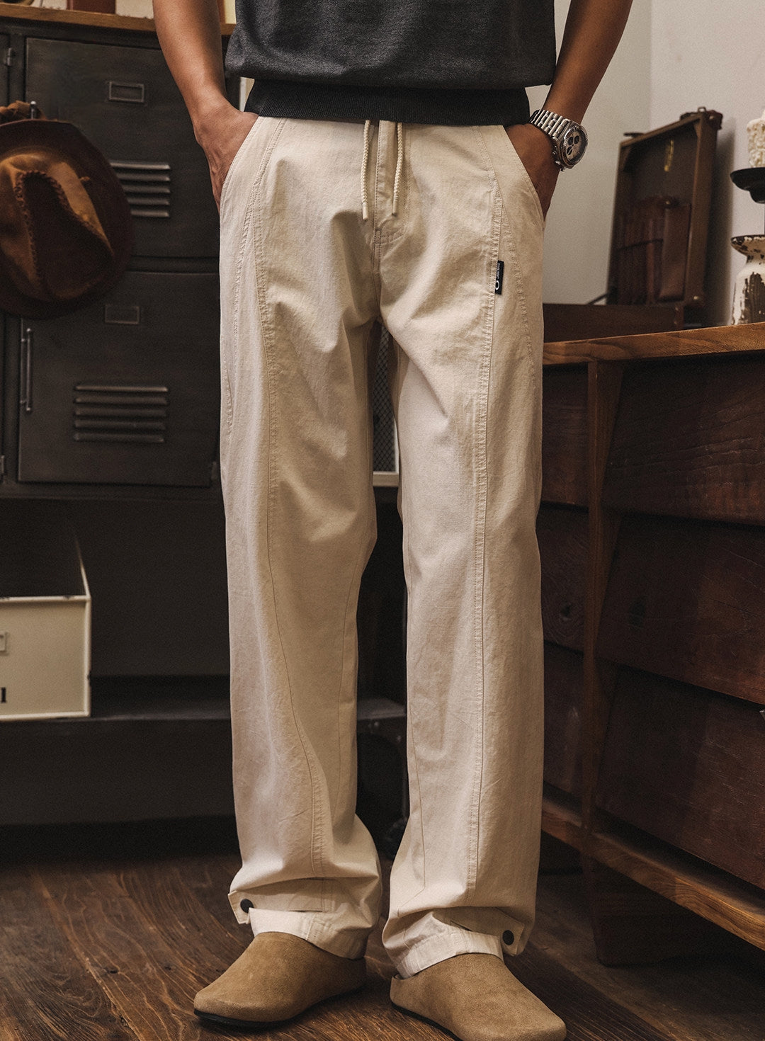 Old Harbour Linen Trousers in Sand Beige