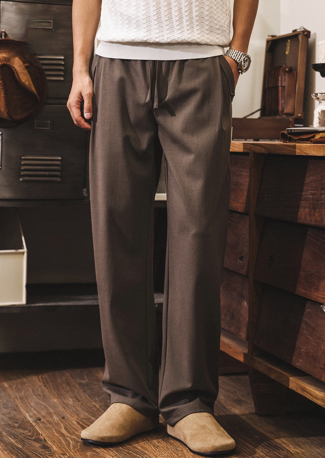 Soft Drape Lyocell Trousers in Cocoa Brown