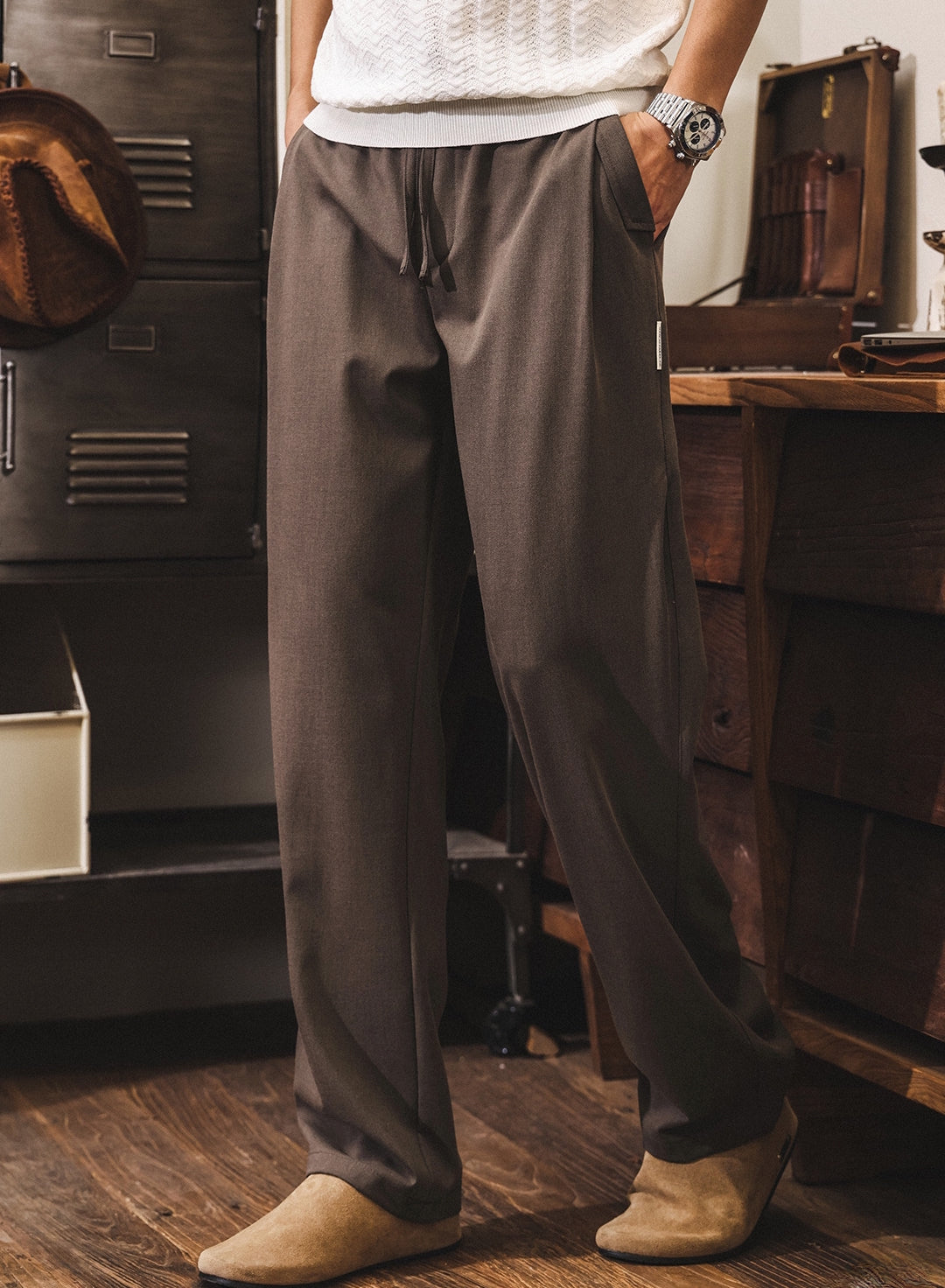 Soft Drape Lyocell Trousers in Cocoa Brown