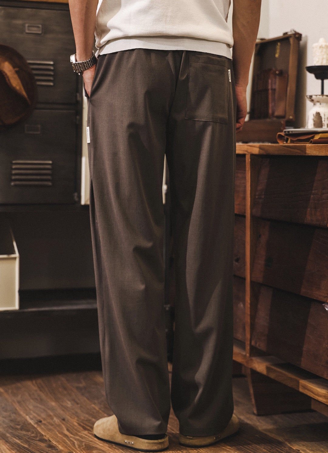 Soft Drape Lyocell Trousers in Cocoa Brown
