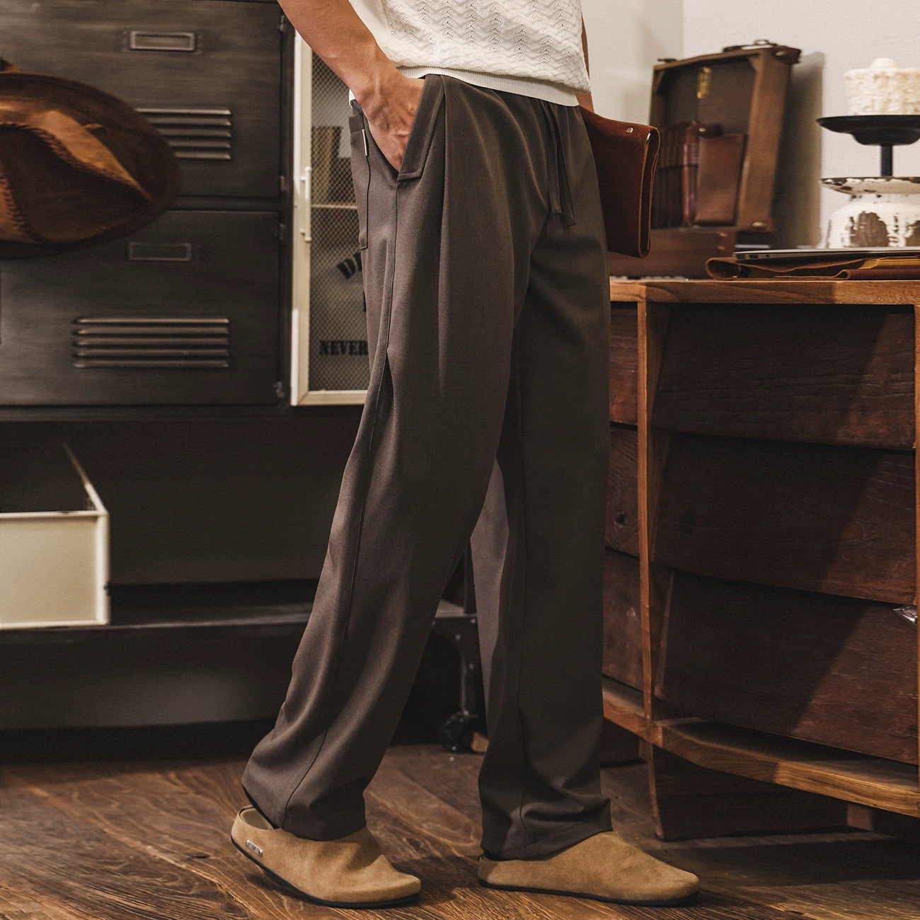 Soft Drape Lyocell Trousers in Cocoa Brown