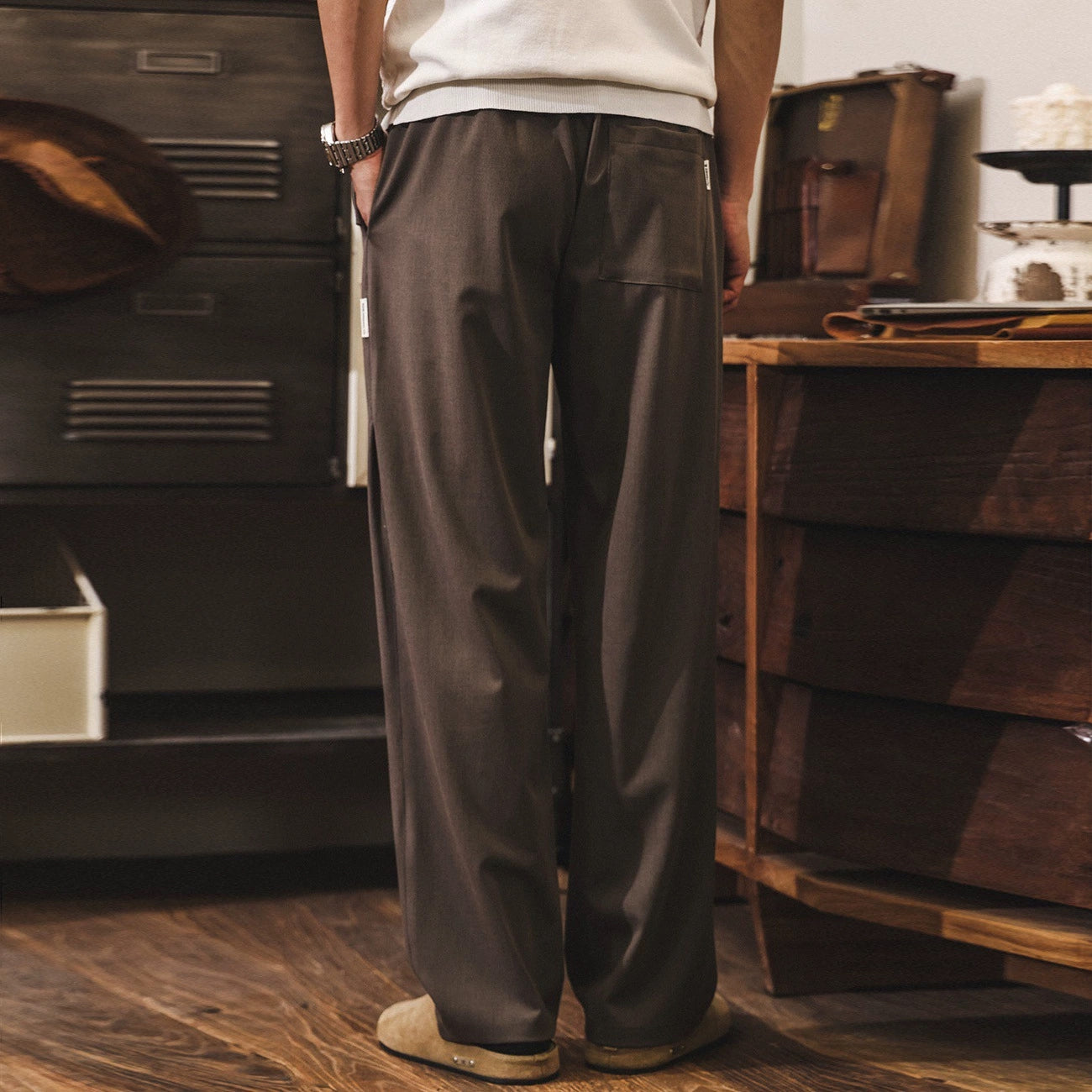 Soft Drape Lyocell Trousers in Cocoa Brown