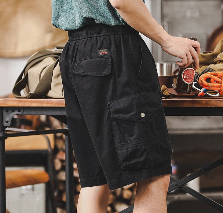 Multi-Pocket Adventure Shorts in Black