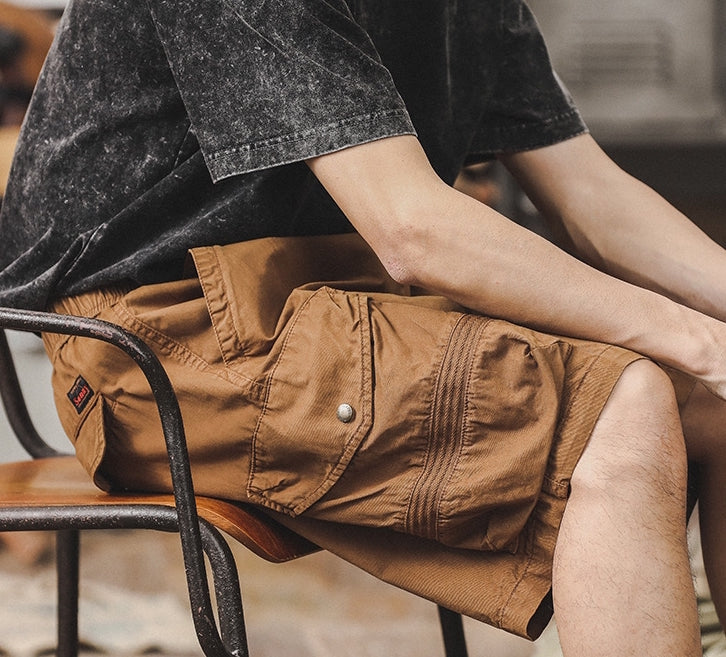 Multi-Pocket Adventure Shorts in Mud Brown