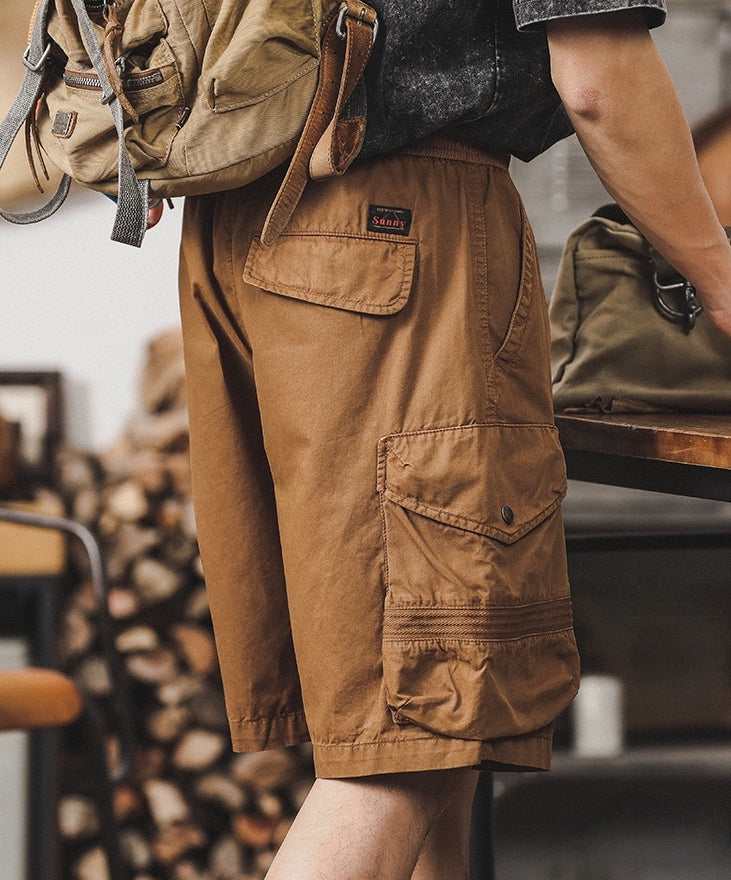 Multi-Pocket Adventure Shorts in Mud Brown