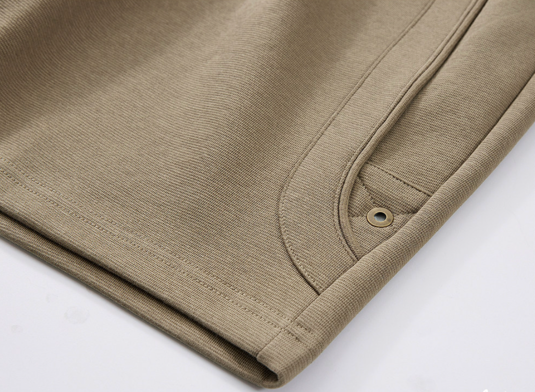 Cotton Heavy Weight Athletic Knitted Shorts - KHAKI