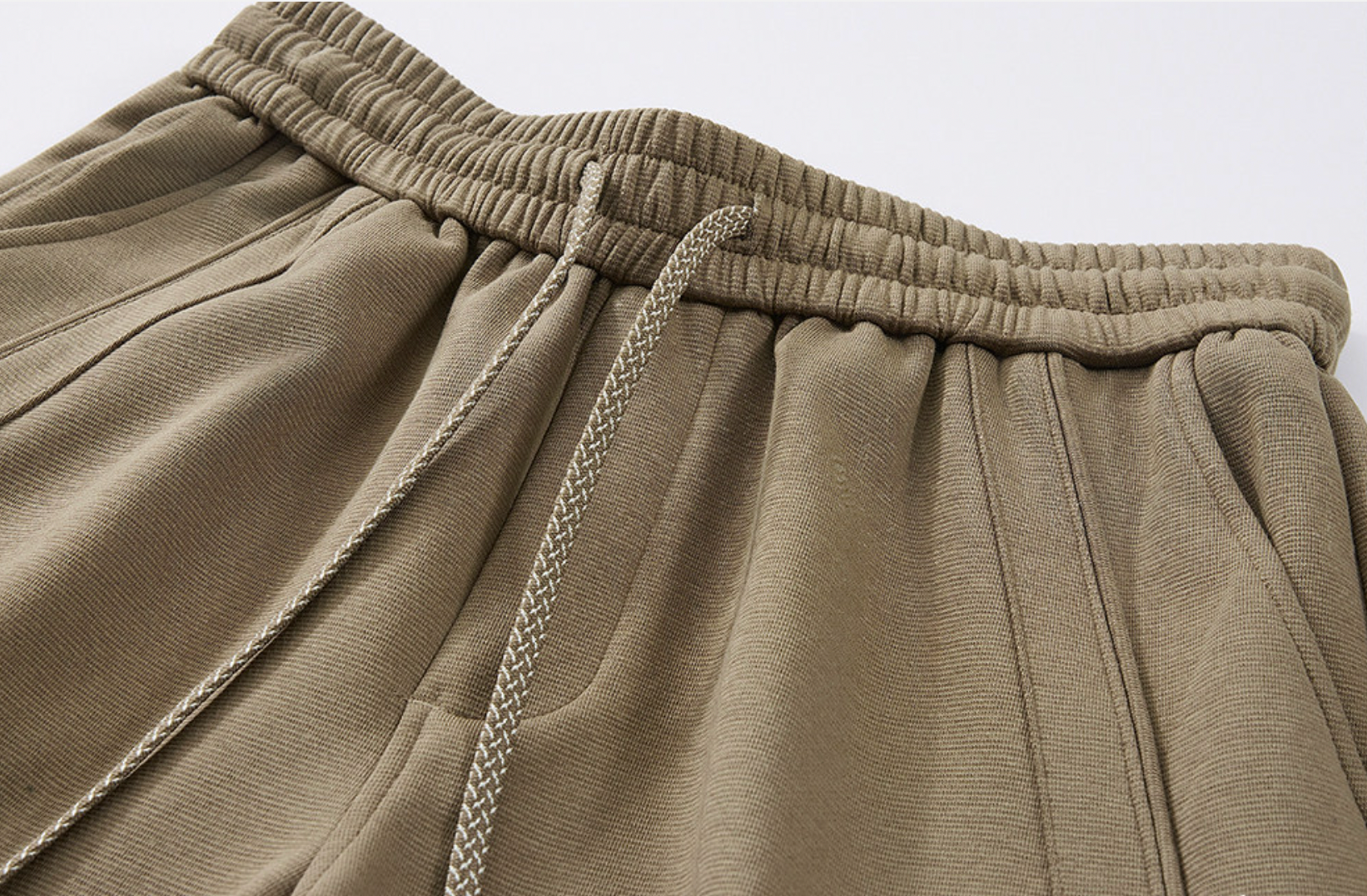 Cotton Heavy Weight Athletic Knitted Shorts - KHAKI