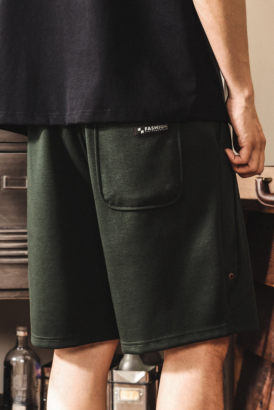 Cotton Heavy Weight Athletic Knitted Shorts - PINENEEDLEGREEN