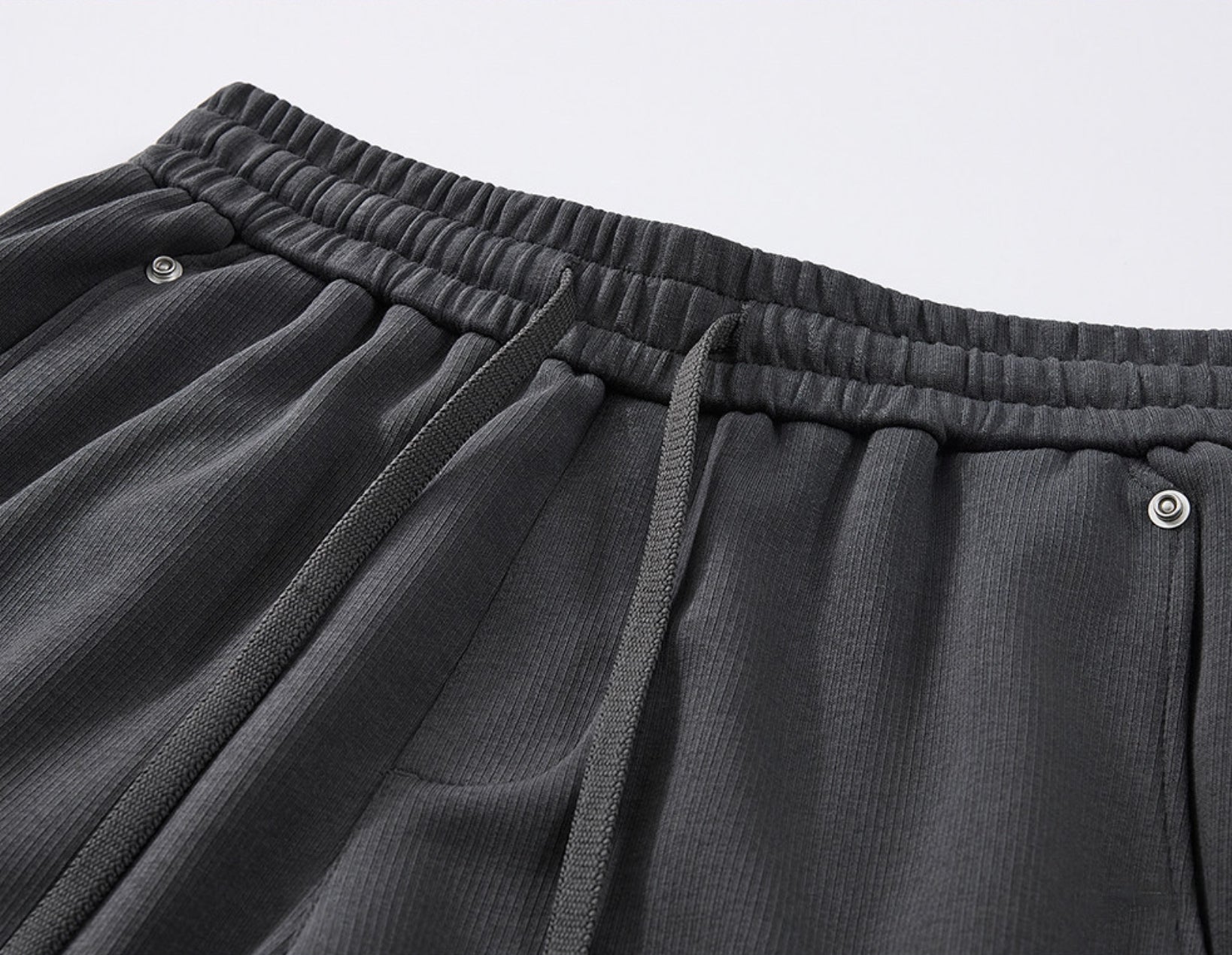 Combed Cotton Knitted  Heavy Weight Oversized Athletic Style Shorts - DARKGRAY