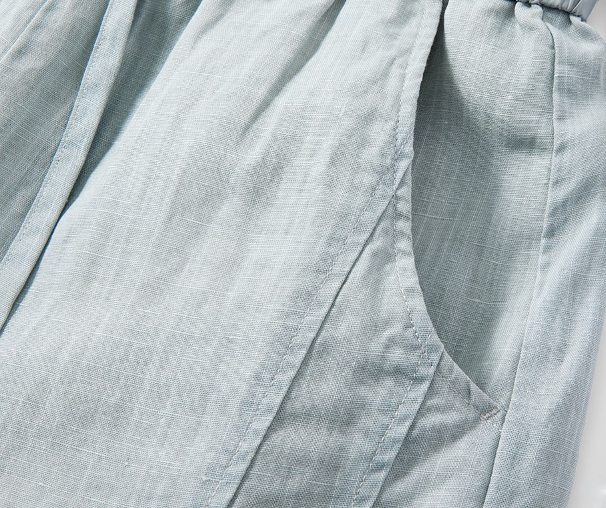 Lyocell Linen Panelled Wide-Leg Trousers - LIGHTBLUE