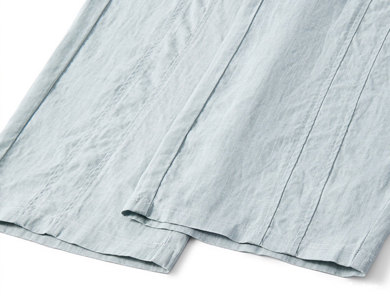 Lyocell Linen Panelled Wide-Leg Trousers - LIGHTBLUE