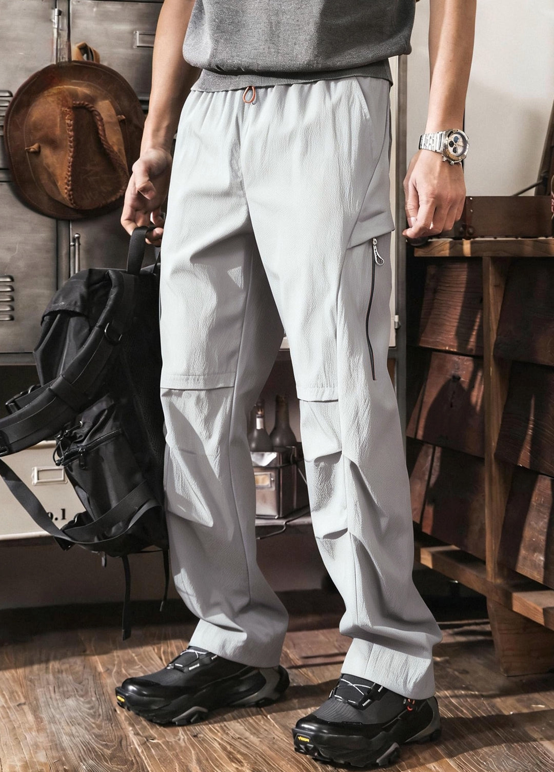 Quick Drying Paratrooper Pants in Lime White
