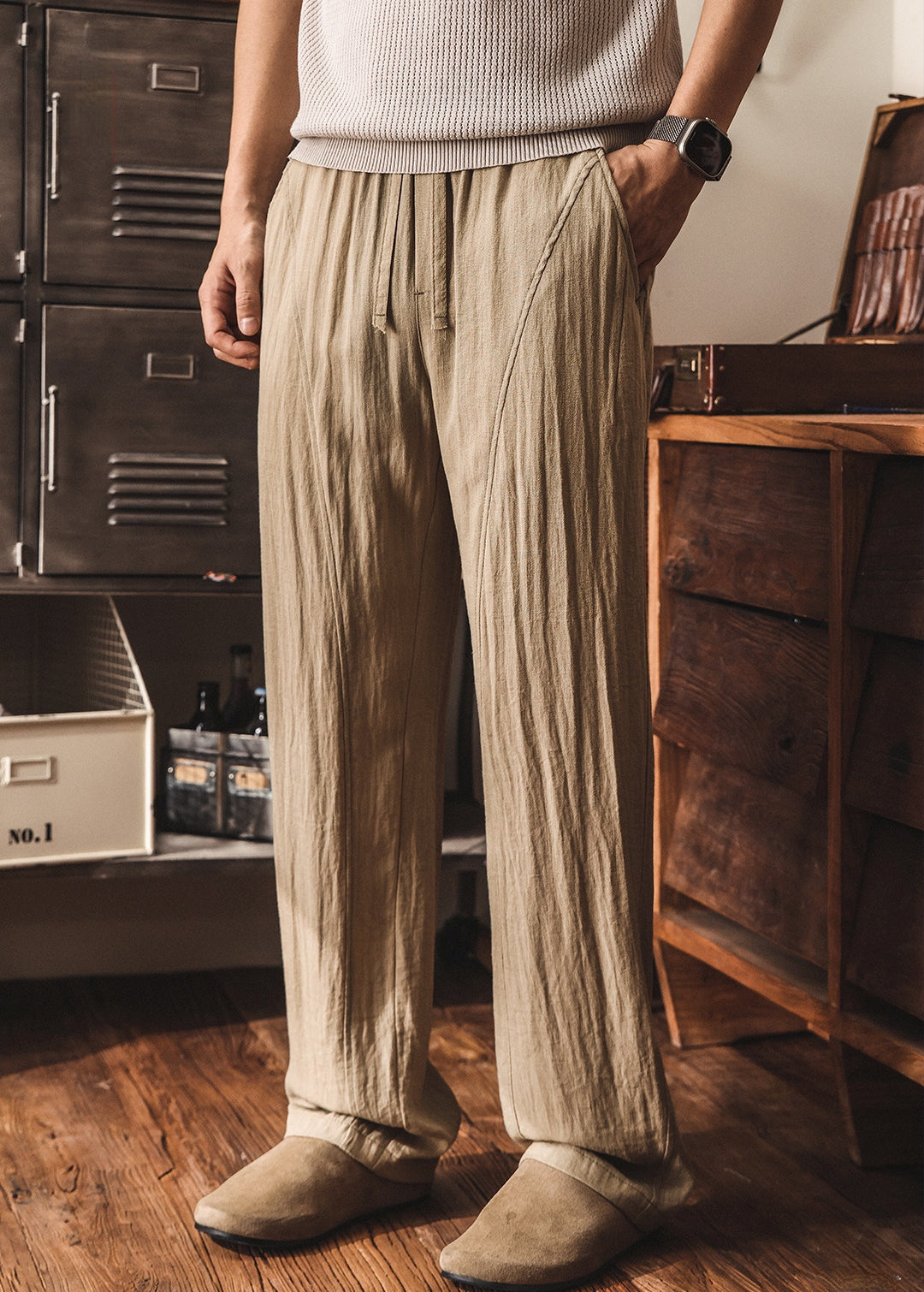 Bamboo Cotton Linen Old Money Style Casual Pants - KHAKI