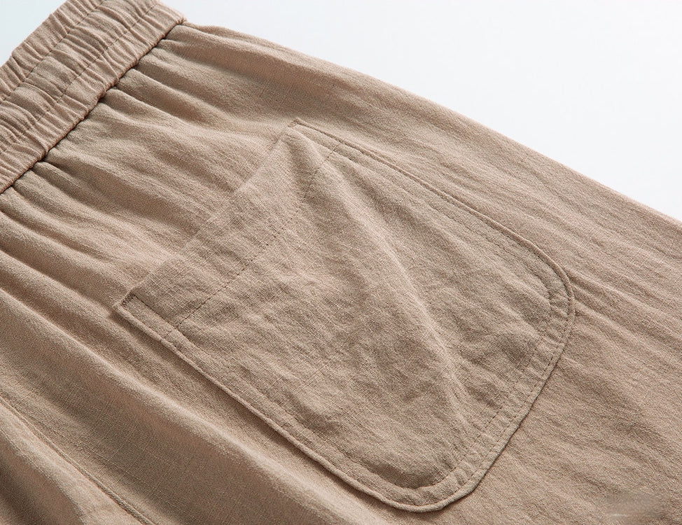 Bamboo Cotton Linen Old Money Style Casual Pants - KHAKI