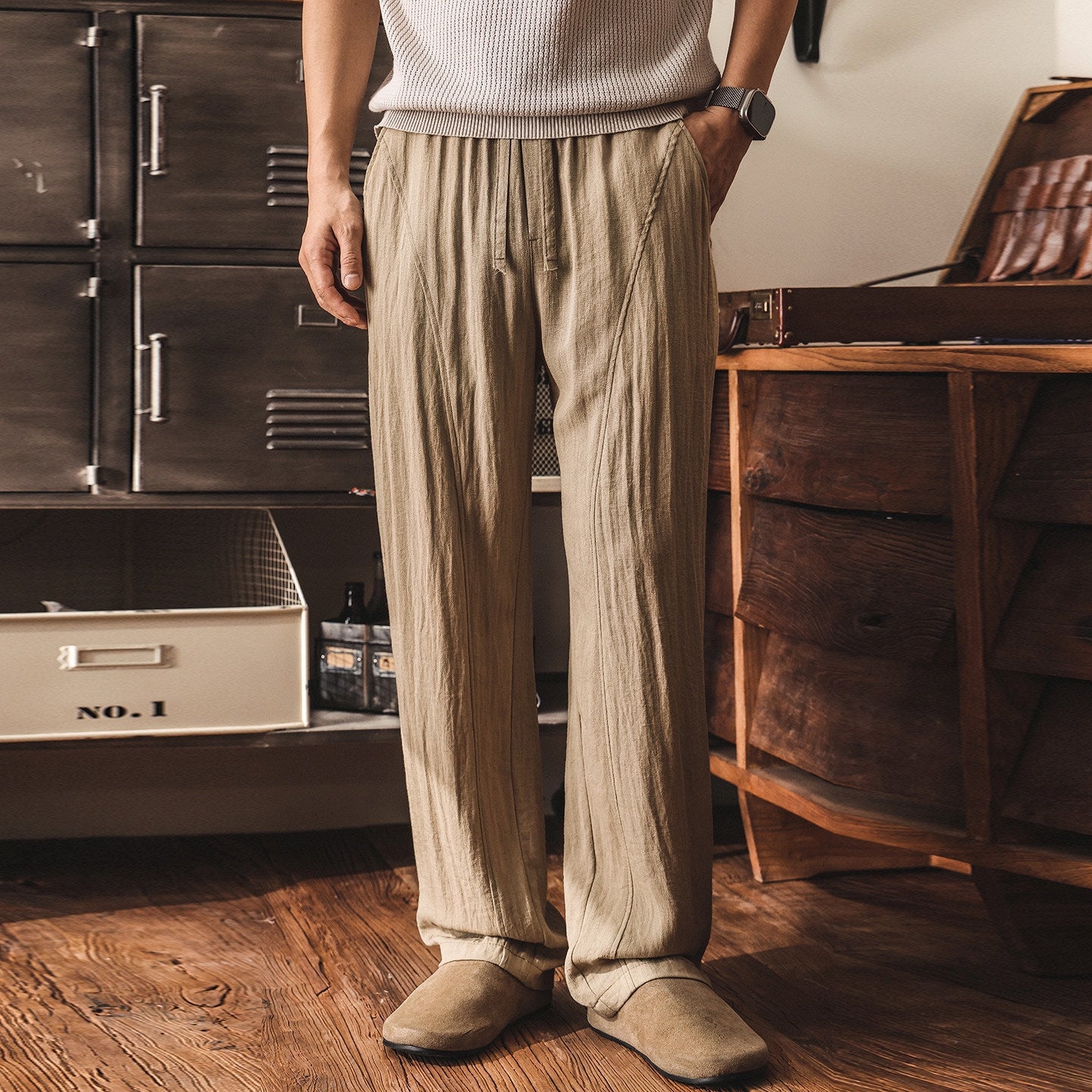 Bamboo Cotton Linen Old Money Style Casual Pants - KHAKI