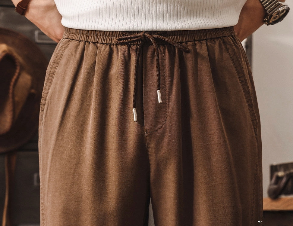 Lyocell Tencel Light Weight Washed Joggers in Camel