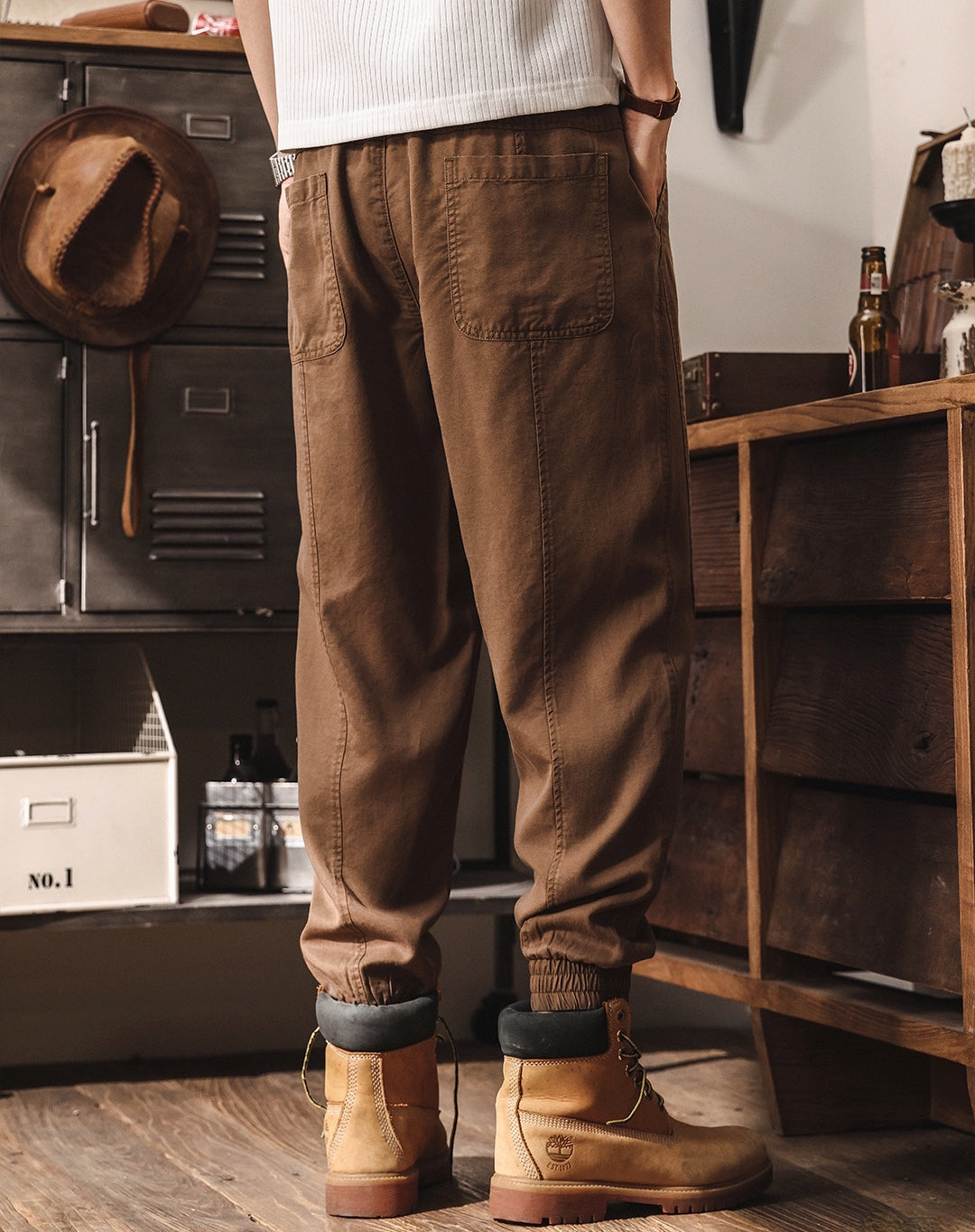 Lyocell Tencel Light Weight Washed Joggers in Camel