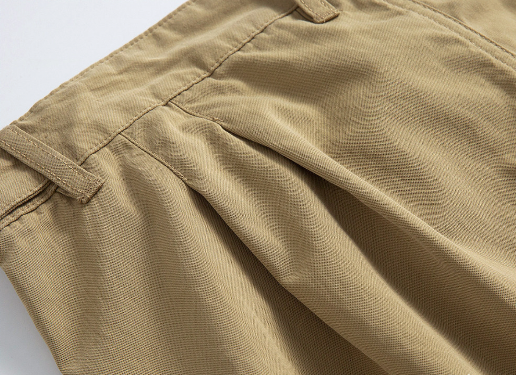 Cool Feel Cotton Light Weight Pleated Cargo Pants - KHAKI