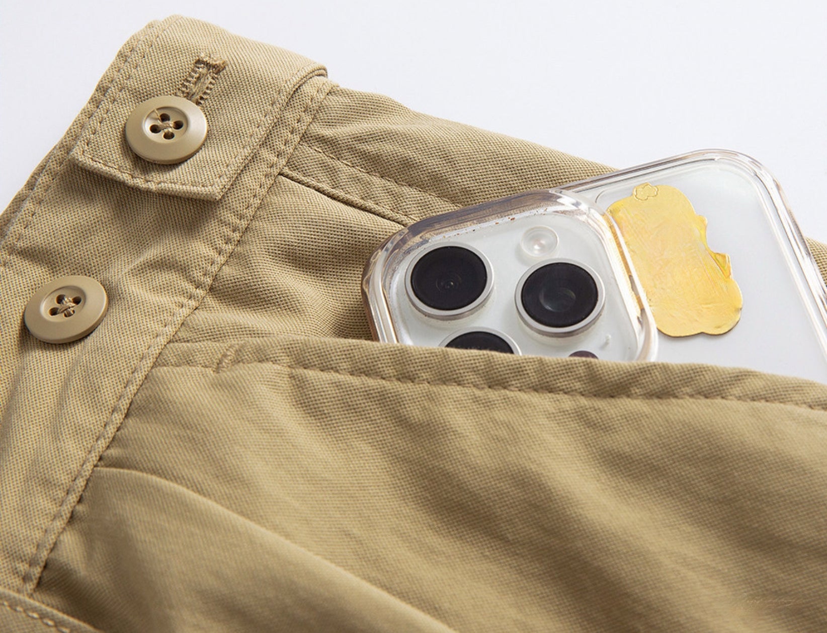 Cool Feel Cotton Light Weight Pleated Cargo Pants - KHAKI