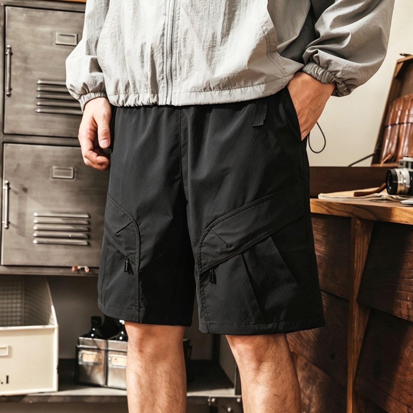 Quick Drying Outdoor Cargo Shorts in Black