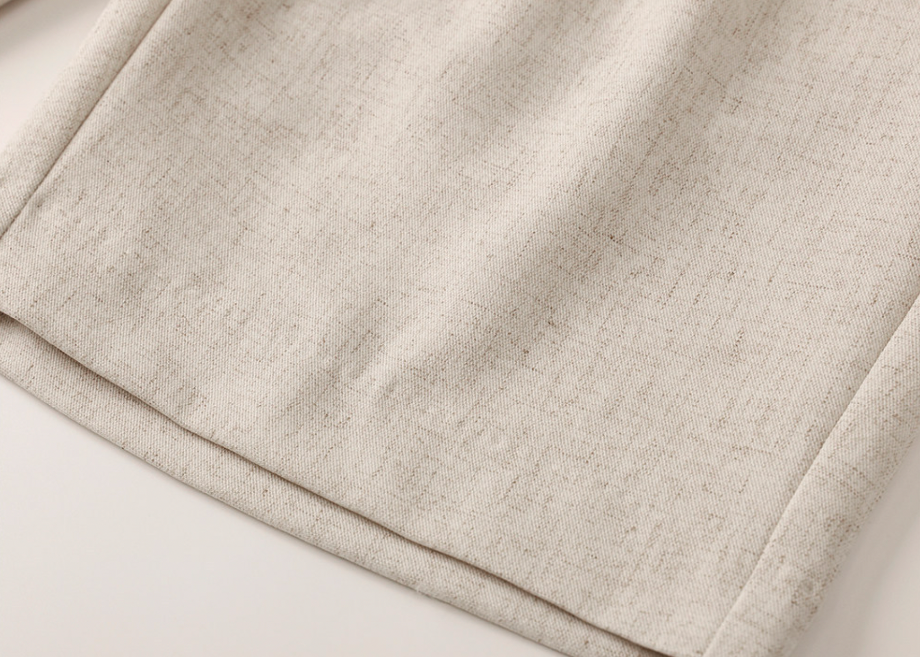 Classic Linen Straight-Leg Suit Shorts with Elasticated Waist - BEIGE