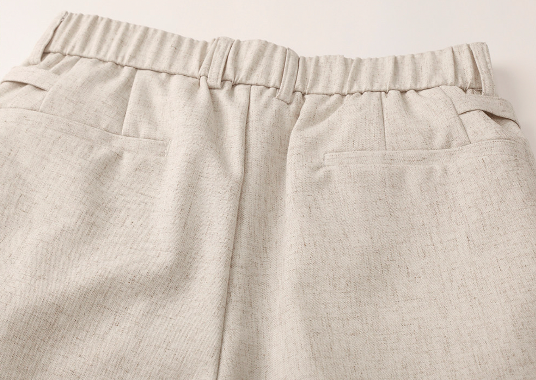 Classic Linen Straight-Leg Suit Shorts with Elasticated Waist - BEIGE