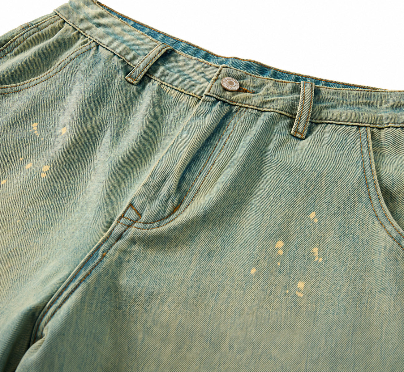American Retro Paint-Splatter Denim Shorts - NANOBLUE