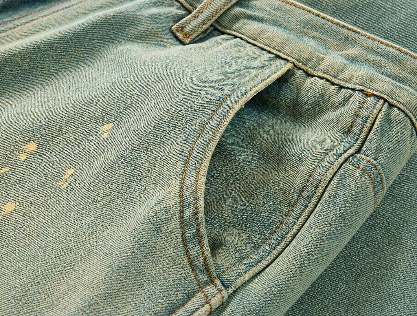 American Retro Paint-Splatter Denim Shorts - NANOBLUE