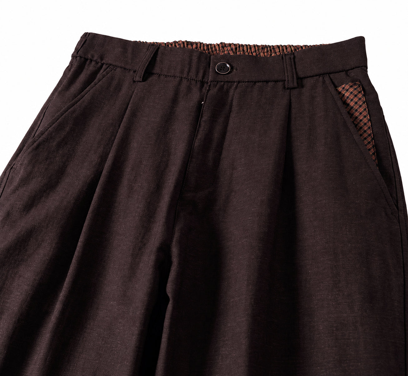 Murray Old Money Retro Linen - Lyocell Pleated Trousers - COFFEEBROWN