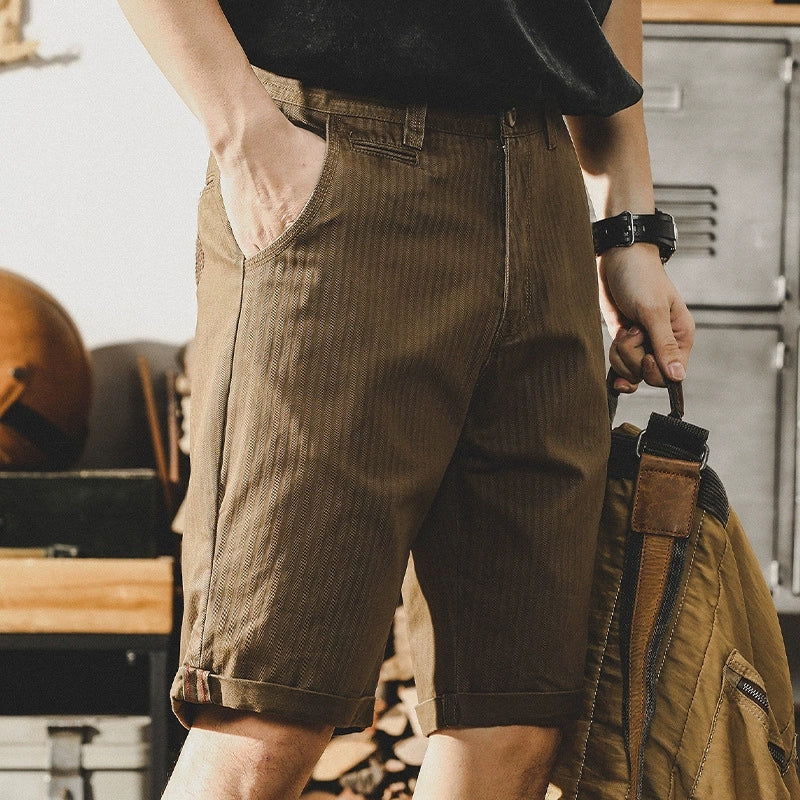 Twill Textured American Retro Cargo Shorts  - COFFEE
