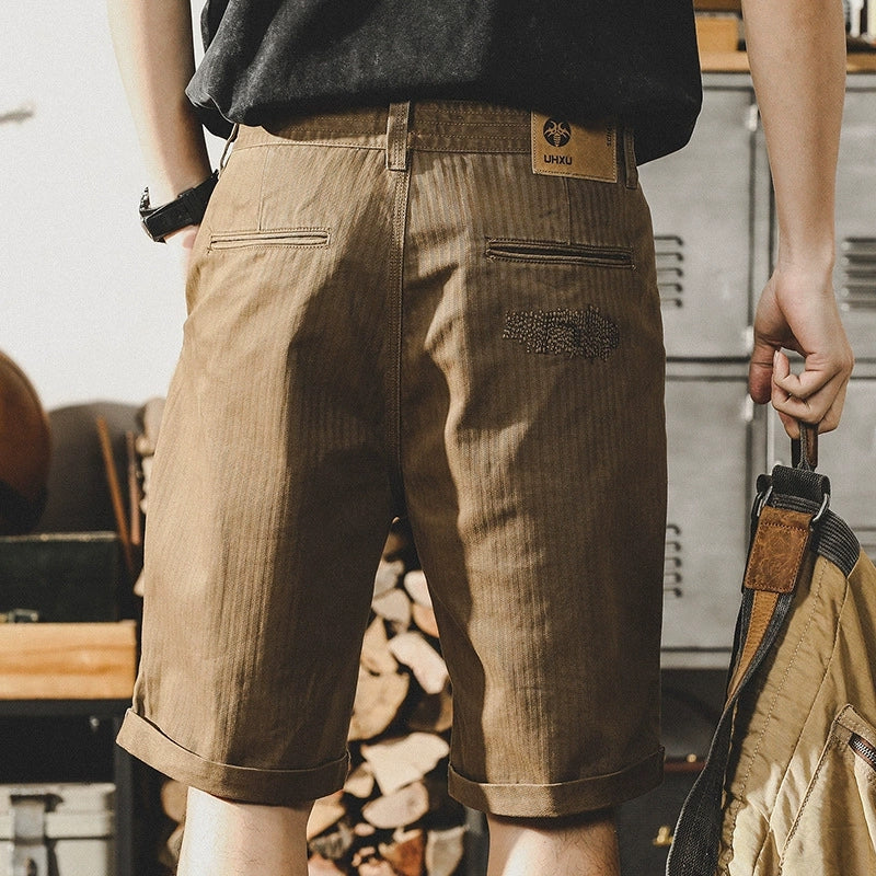 Twill Textured American Retro Cargo Shorts  - COFFEE