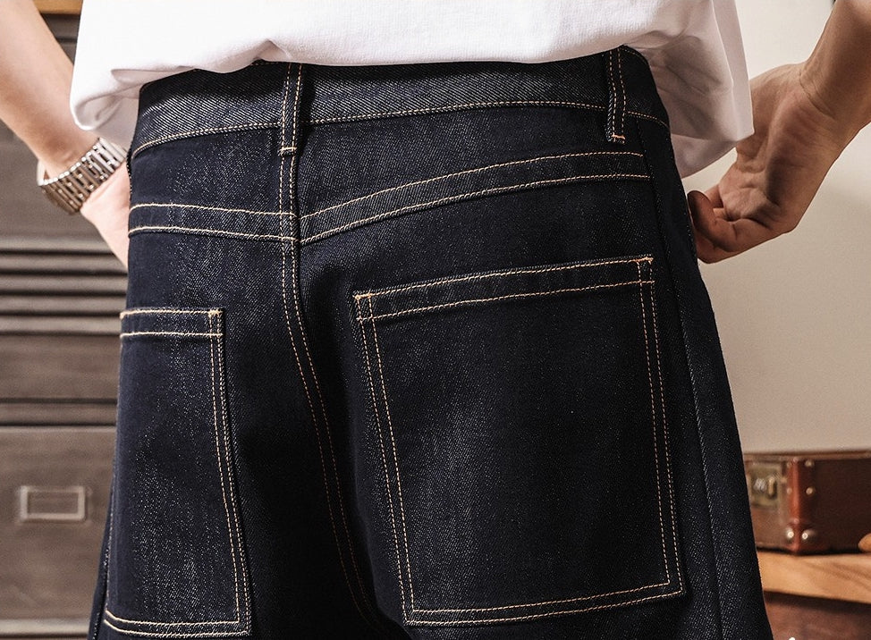 Summer Loose Korean Style Lyocell Blend Denim Shorts - DEEPBLUE